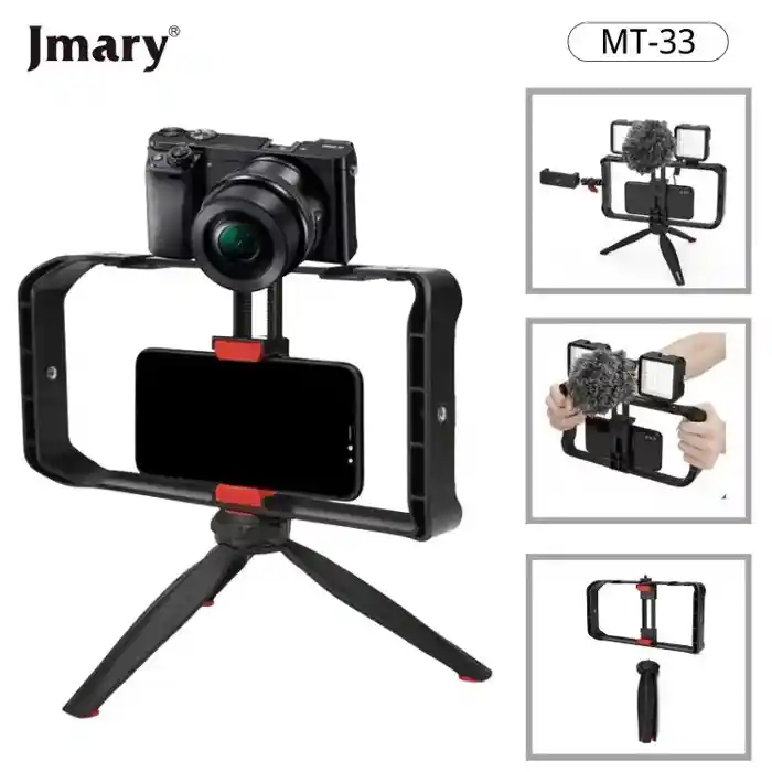 Jmary MT-33 Vlogging Filmmaking Cage Stabilizer Grip Tripod Mount Video Rig Kit Mobile Phone Holders